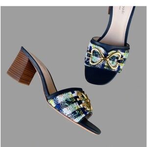 Kate Spade Navy and Gold Women's Block Heel Sandals